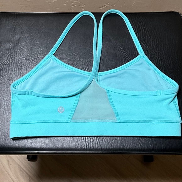 lululemon athletica Turquoise Sports Bra in Angle Blue Strappy Y Top - Picture 8 of 9
